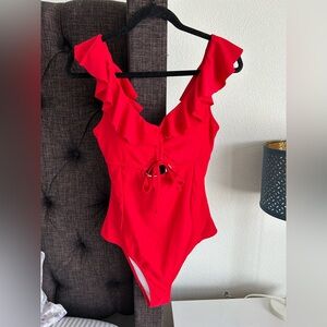 Cupshe Red Ruffle One Piece Swimsuit
